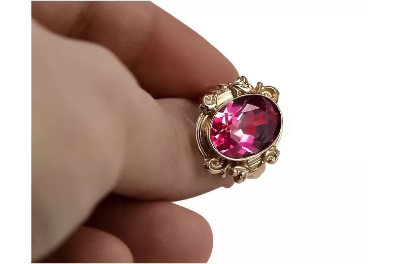 Ring Ruby Sterling silver rose gold plated Vintage craft vrc100rp